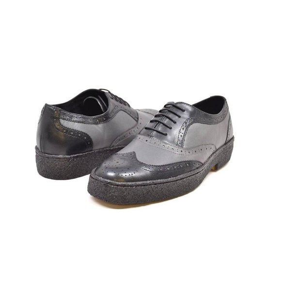 British Walkers Men's Wingtips Gray & Black Low Cut - Picture 1 of 7